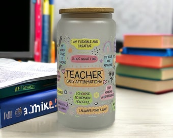 Teacher Iced Coffee Glass Can Tumbler, Teacher Gift, Reusable Glass Cup, Back to School, Teacher Appreciation