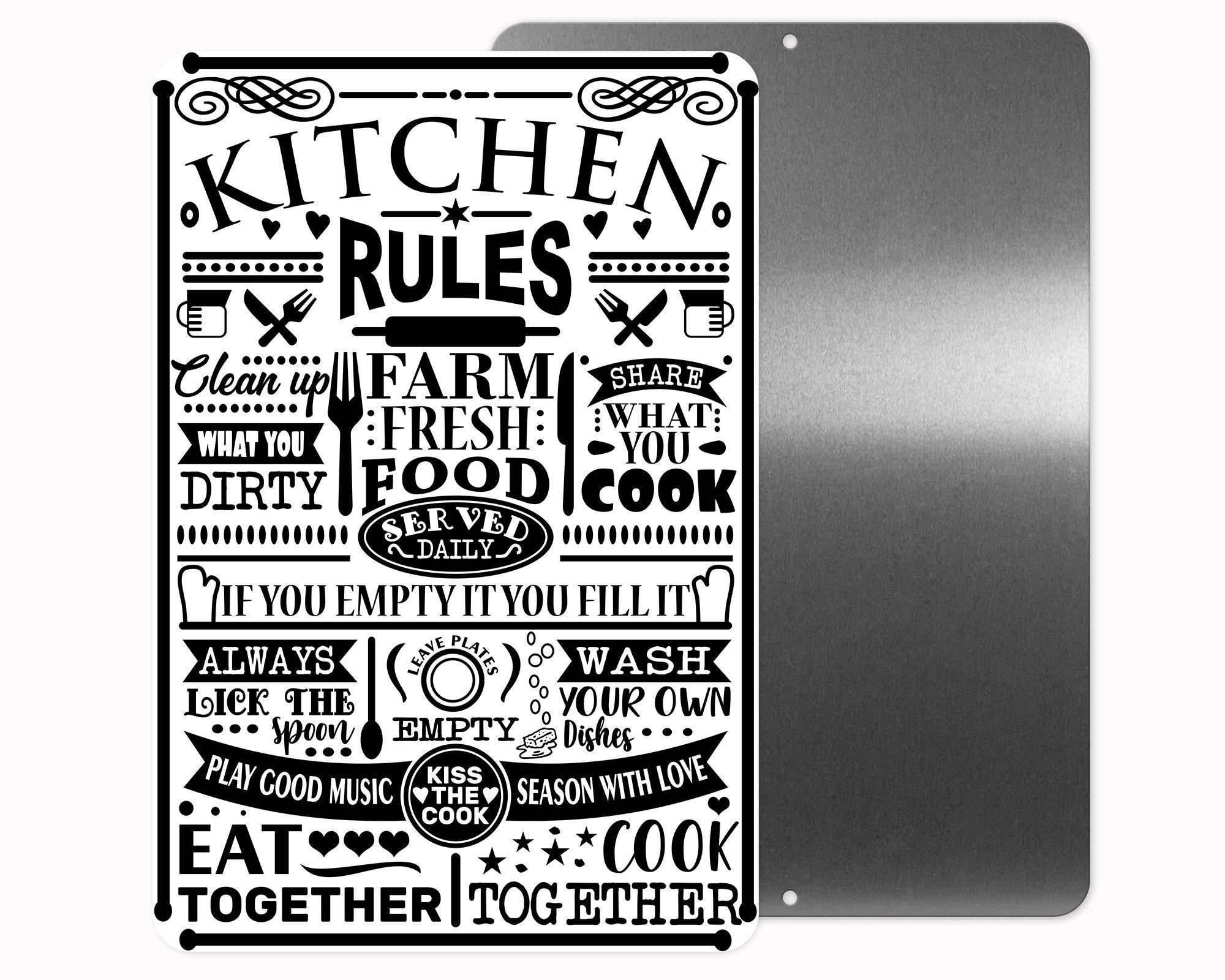 Kitchen Rules Sign Metal Sign Wall Décor Etsy