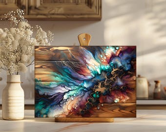 Ocean Wave Glass Cutting Board, Decorative Kitchen Art