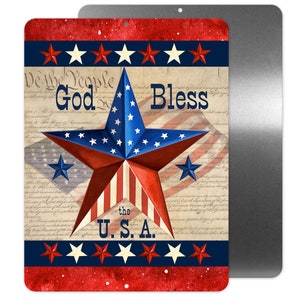 God Bless USA Sign, Metal Sign, Wall Decor, Outdoor Sign, Garage Sign