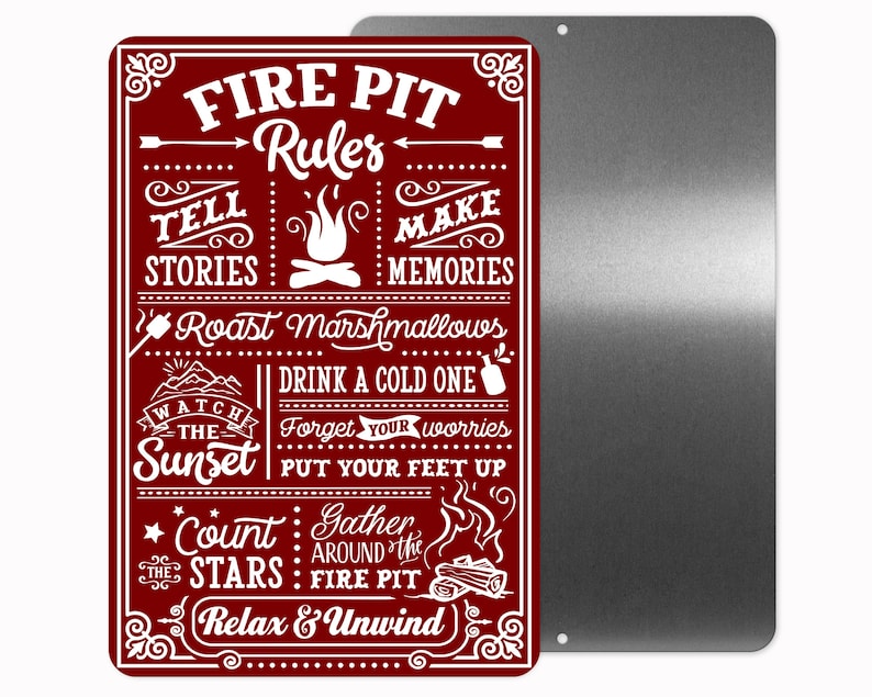 Fire Pit Rules Sign, Metal Sign, Wall Decor - Etsy