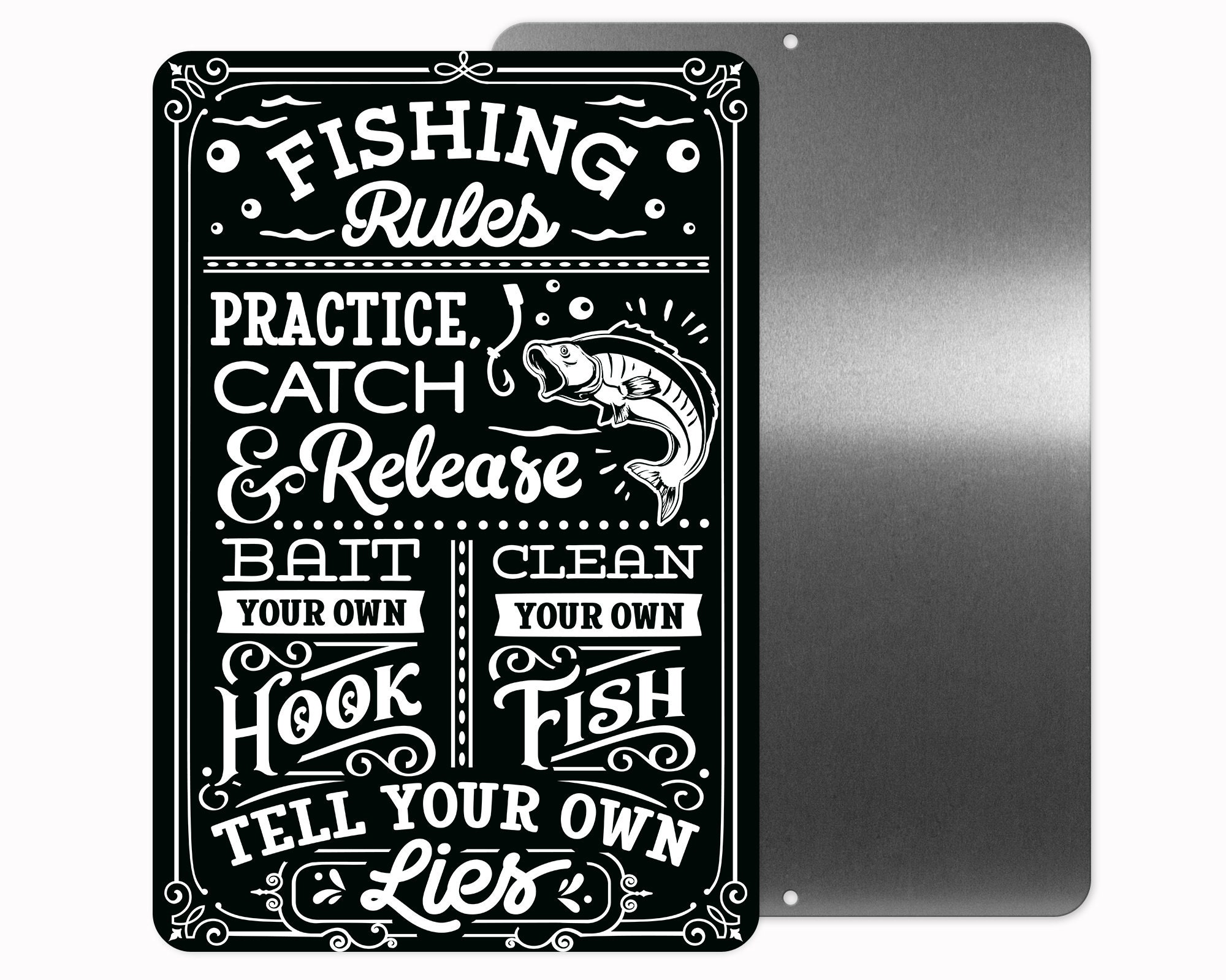 Fishing Rules Sign Metal Sign Wall Decor Etsy Nederland