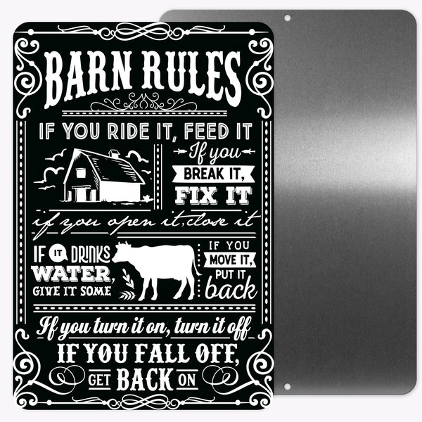 Barn Rules Sign, Metal Sign, Wall Décor, Farm House Sign, Country Chic Sign