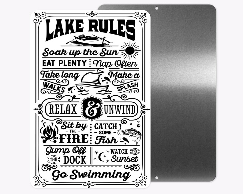 Lake Rules Sign Metal Sign Wall Decor Etsy