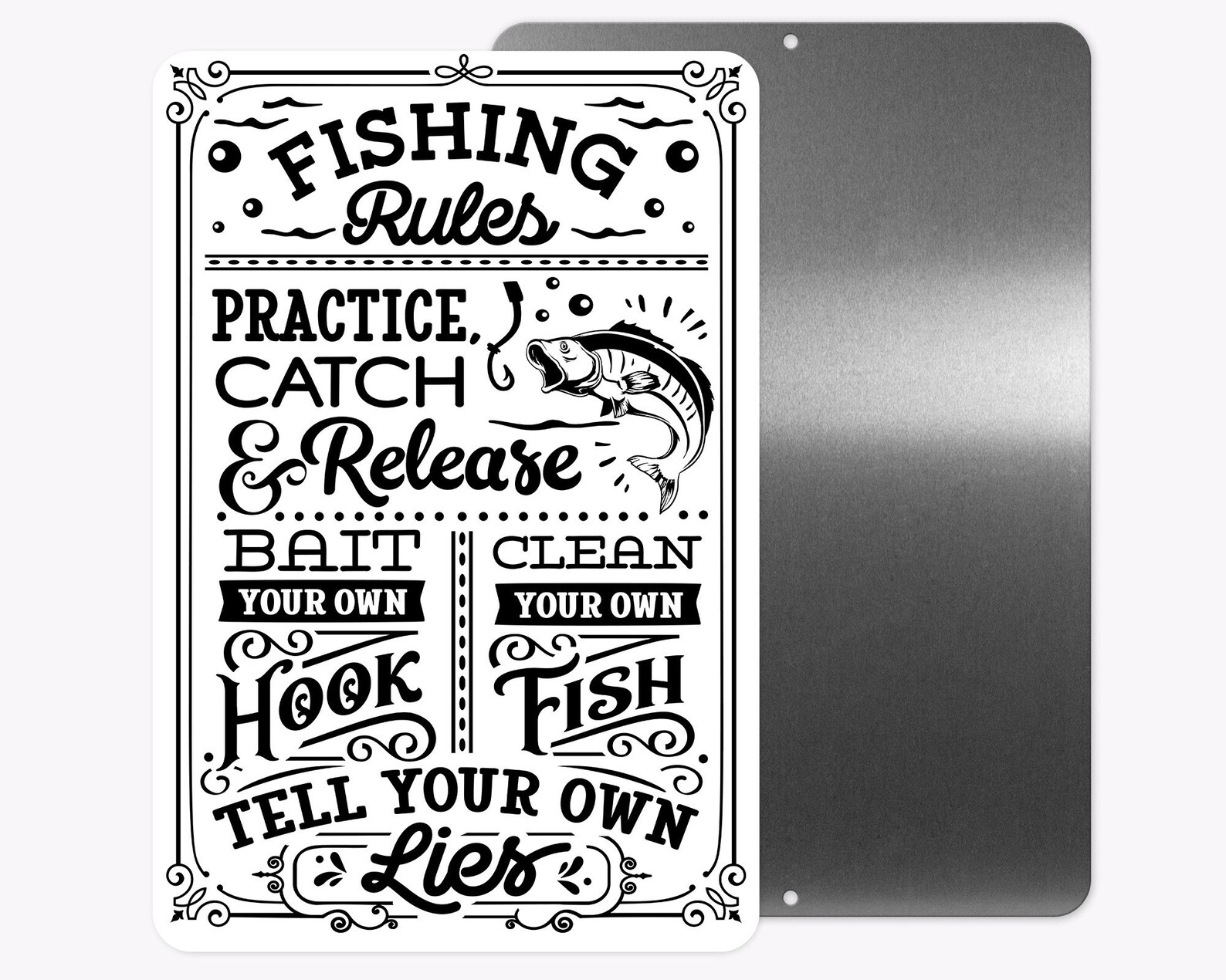 Fishing Rules Sign Metal Sign Wall Decor Etsy Nederland