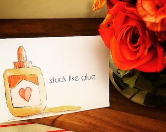 Instant Download Stuck Like Glue Love Watercolor Printable Cards