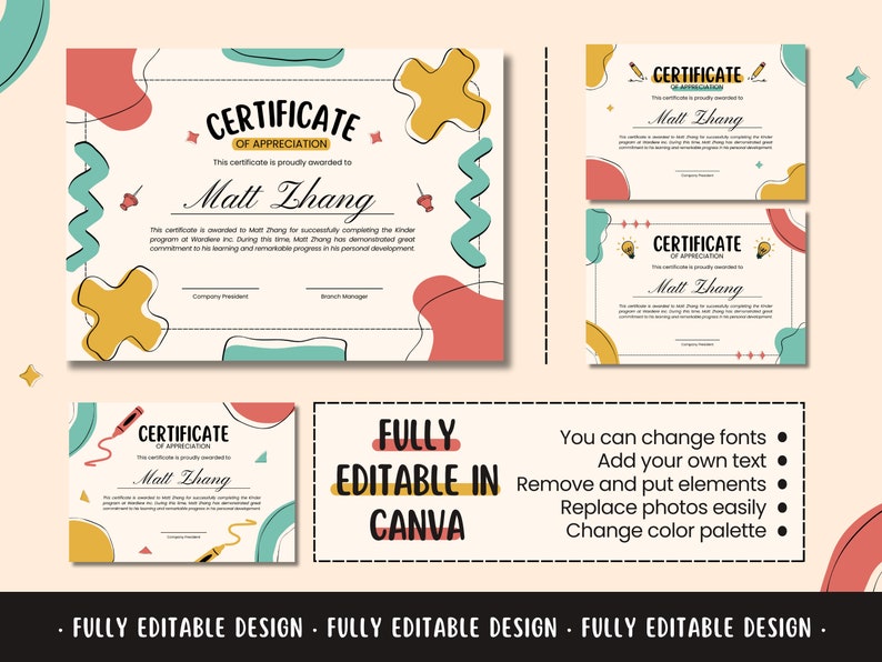 Certificate Colorful Canva Template Recognition Playful Modern ...