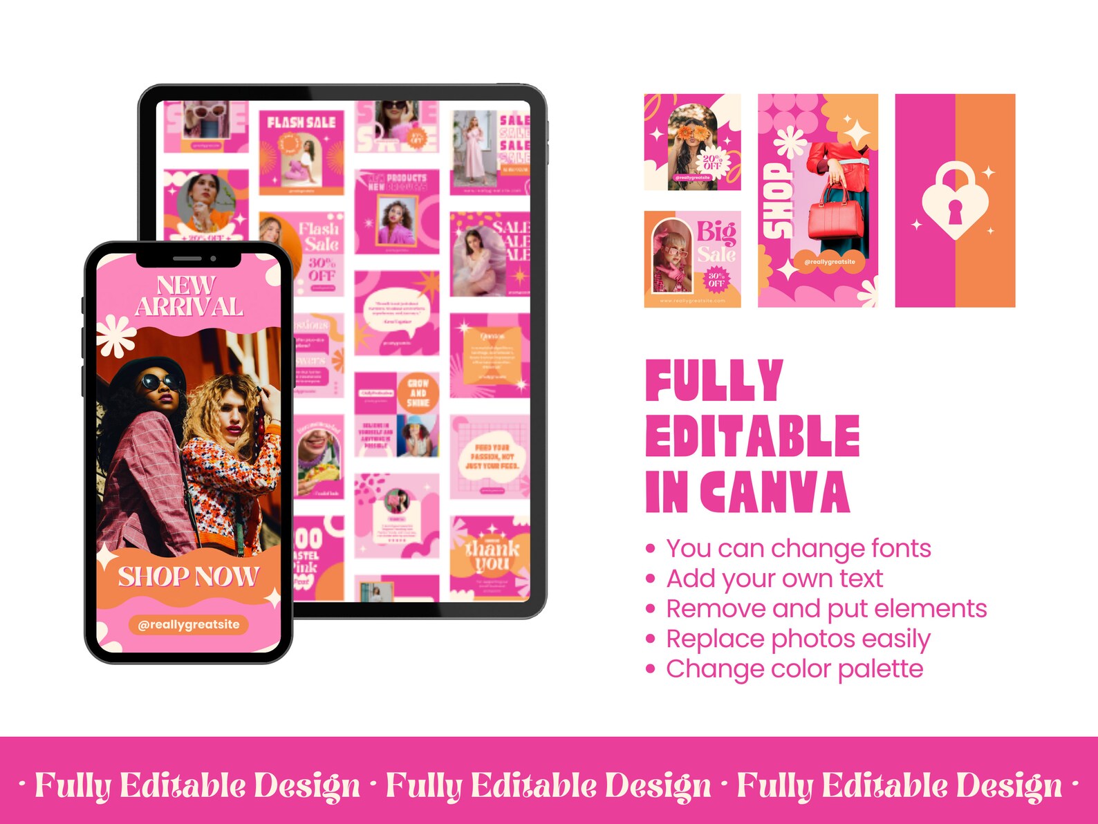 500 Pink Pastel Social Media Templates Canva IG Templates Pink ...