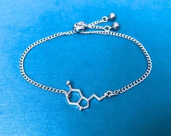 Serotonin Bracelet / Anxiety Bracelet / Depression Bracelet / Science Jewelry / Serotonin Molecule Bracelet / Serotonin Gift / Happy Jewelry