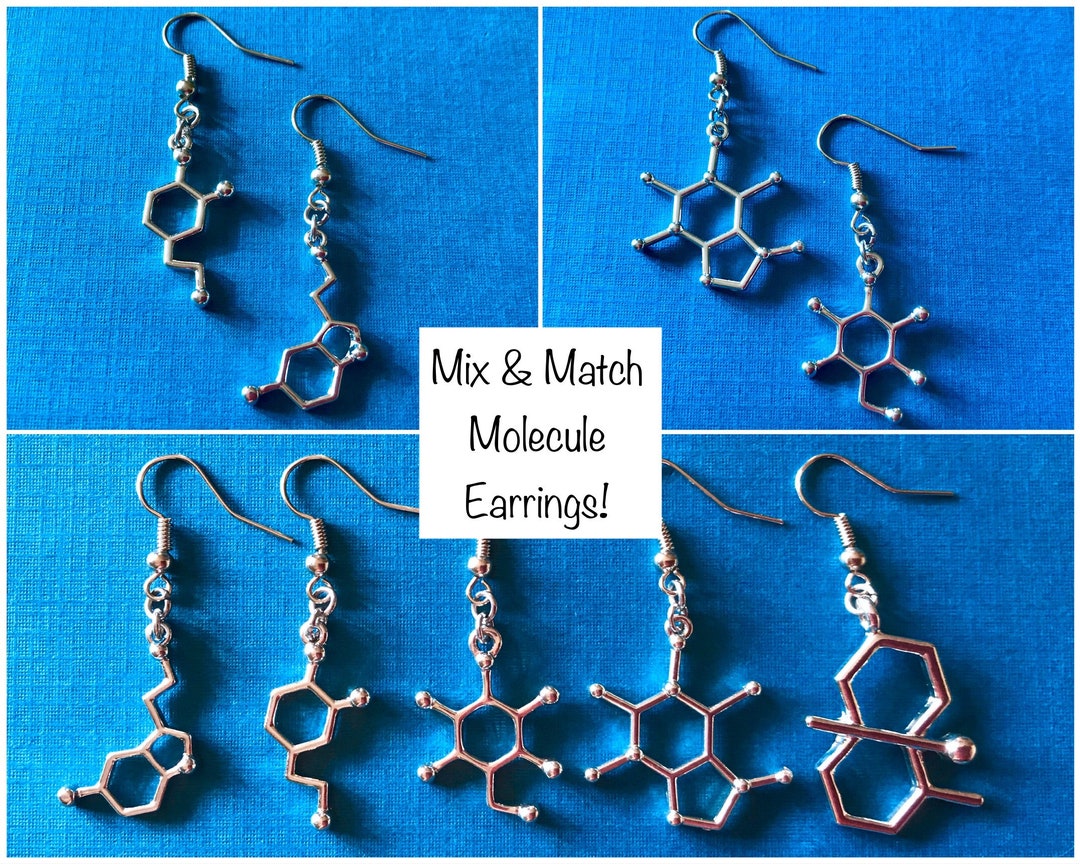 Mix & Match Molecule Earrings / Quirky Gifts / Science Jewelry