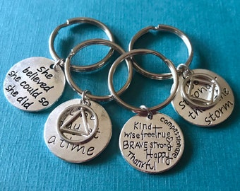Inspirational AA or NA Key Ring / Recovery Gift for Alcoholics & Narcotics Anonymous