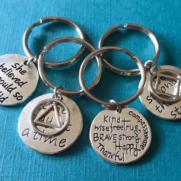 Sobriety Key Chain / Recovery Gifts for Men or Women / AA or NA Key Ring / Sobriety Gifts / AA Keyring / Alcoholics or Narcotics Anonymous