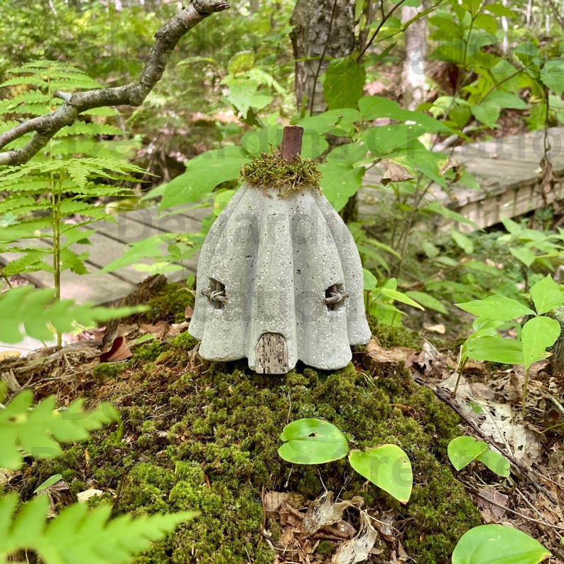 Handmade Hypertufa Fairy House, Pixie House, Fairy Village, Enchanted Fairy House, Whimsical Garden Decor, Yard Art, Outdoor Decor, Rustic image 8