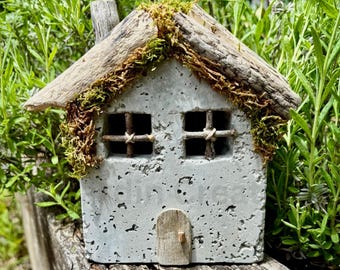 Hypertufa Fairy House, Pixie House, Fairy Village, Handmade Enchanted Garden Decor, Whimsical Fairy House, Yard Art, Outdoor Decor, Rustic