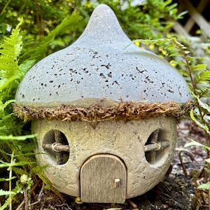 Hypertufa Acorn Fairy House, Pixie House, Fairy Village, Handmade Enchanted Garden Decor, Whimsical Fairy House, Yard Art, Outdoor Decor