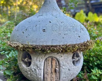 Hypertufa Acorn Fairy House, Pixie House, Fairy Village, Handmade Enchanted Garden Decor, Whimsical Fairy House, Yard Art, Outdoor Decor