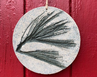 Hypertufa Wall Hanging, Wall Hanging, Wall Plaque, Plaque, Handmade, Unique, Evergreen, Green, made in Maine, Home Decor, Garden Decor