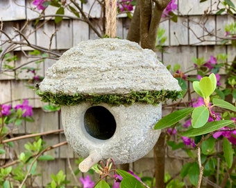 Hypertufa Birdhouse, Birdhouse, Hanging Birdhouse, Handmade, Garden Decor, Outdoor Decor, Yard Art, Rustic, Unique, Gift for Birdlover