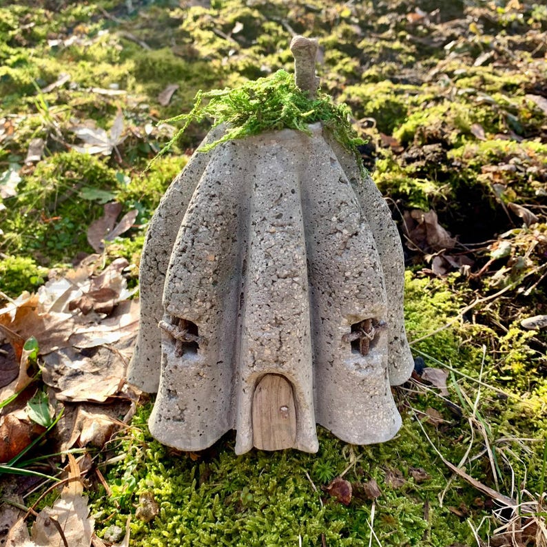 Handmade Hypertufa Fairy House, Pixie House, Fairy Village, Enchanted Fairy House, Whimsical Garden Decor, Yard Art, Outdoor Decor, Rustic image 1