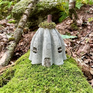Handmade Hypertufa Fairy House, Pixie House, Fairy Village, Enchanted Fairy House, Whimsical Garden Decor, Yard Art, Outdoor Decor, Rustic image 2