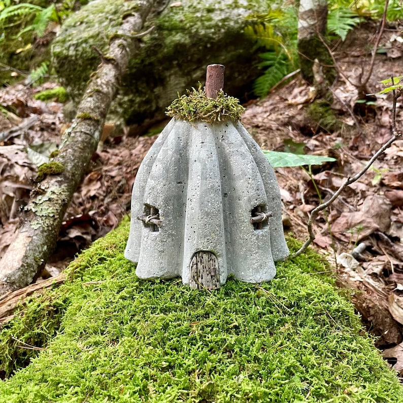 Handmade Hypertufa Fairy House, Pixie House, Fairy Village, Enchanted Fairy House, Whimsical Garden Decor, Yard Art, Outdoor Decor, Rustic image 2