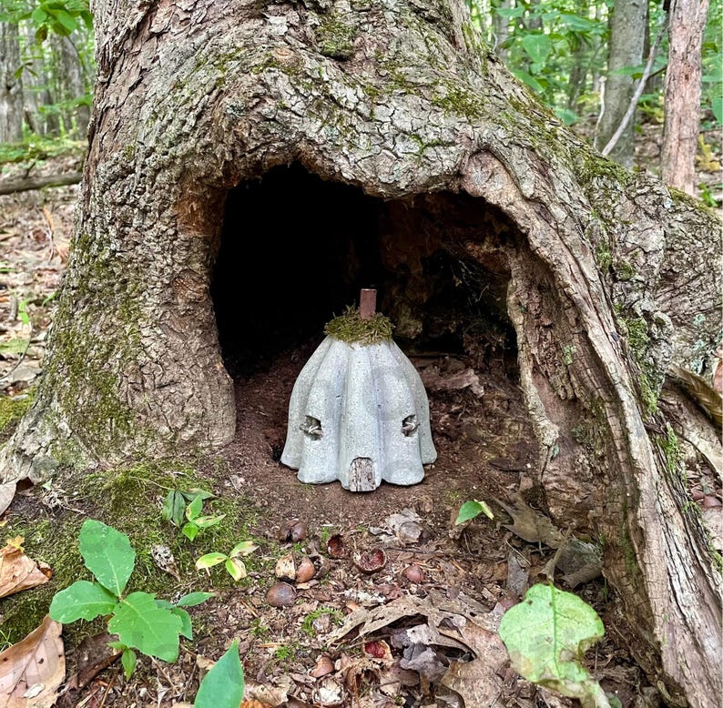 Handmade Hypertufa Fairy House, Pixie House, Fairy Village, Enchanted Fairy House, Whimsical Garden Decor, Yard Art, Outdoor Decor, Rustic image 9