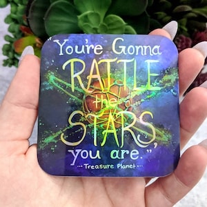 You're Gonna the Stars - Carte de la planète au trésor Disney Jim Hawkins citation grand autocollant en vinyle holographique