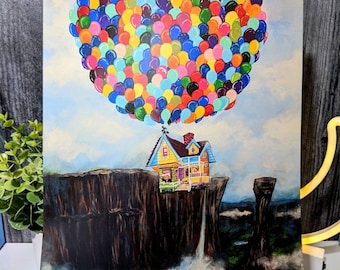 La aventura te espera: lámina artística inspirada en la casa del globo Paradise Falls Up de Disney Pixar.