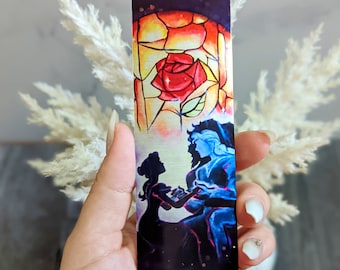 Die Schönheit im Inneren - Die Schöne und das Biest Belle Verzauberte Rose Disney inspirierte glänzendes Aluminium Metall Lesezeichen