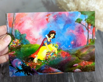 Snow White Meadow- Seven Dwarves Disney Princess Inspired Art Print