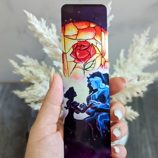 The Beauty Within- Beauty and the Beast Belle Enchanted Rose Disney Inspired Glossy Aluminum Metal Bookmark