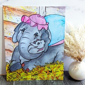 Baby Mine- Dumbo and Mother's Love Disney Inspired Watercolor Art Print