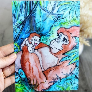 You'll be in My Heart- Baby Tarzan Kala Disney Inspired Watercolor Art Print