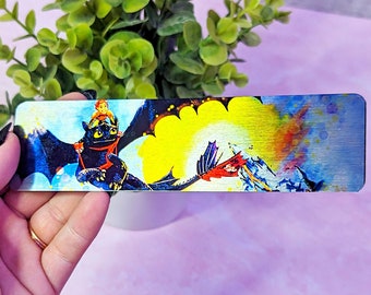 Erster Flug - Drachenzähmen leicht gemacht Hiccup Wikinger inspiriert glänzendes Aluminium Metall Lesezeichen