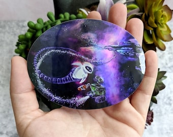 Space Dance- Disney WallE and Eve Robots Large Holographic Vinyl Waterproof Sticker