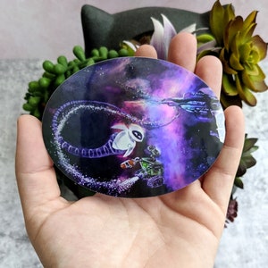 Space Dance- Disney WallE and Eve Robots Large Holographic Vinyl Waterproof Sticker