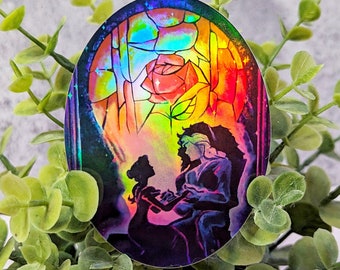 The Beauty Within- Disney Beauty and the Beast Princess Belle Prince Adam Enchanted Rose Large Vinyl Waterproof Holographic Sticker