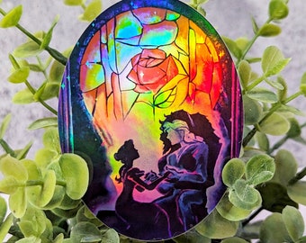The Beauty innen- Disney Schöne und das Biest Prinzessin Belle Prince Adam Enchanted Rose Große Vinyl wasserfest holografische Aufkleber