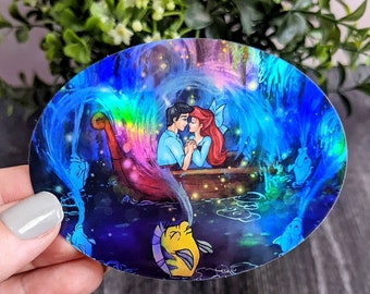 Kiss the Girl- Disney Inspired Little Mermaid Princess Ariel Mirror Vinyl Waterproof Sticker