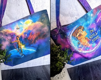 I'm Still Here- Treasure Planet Rattle the Stars Jim Hawkins Double Sided Canvas Zipper Tote Book Bag Purse