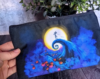 Jack's Lament- Nightmare Before Christmas Canvas Zipper Pouch | Disney | Cute | Pencil Case Makeup Supplies Bag