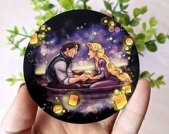 The Floating Lights- Tangled Rapunzel Flynn Rider Lanterns Disney Inspired Art Fridge Magnet