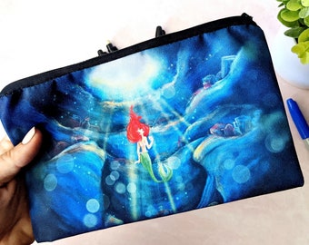 Part of Your World - The Little Mermaid Princess Ariel Quote Double Sided Canvas Zipper Pouch  | Disney | Cute | Makeup Bag