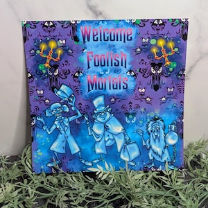 The Hitchhiking Ghosts- Haunted Mansion Welcome Foolish Mortals Disney Halloween Inspired Square Art Print