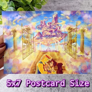 A Hero&#39;s Welcome- Hercules and Meg Mount Olympus Zeus Go the Distance Disney Inspired Art Print