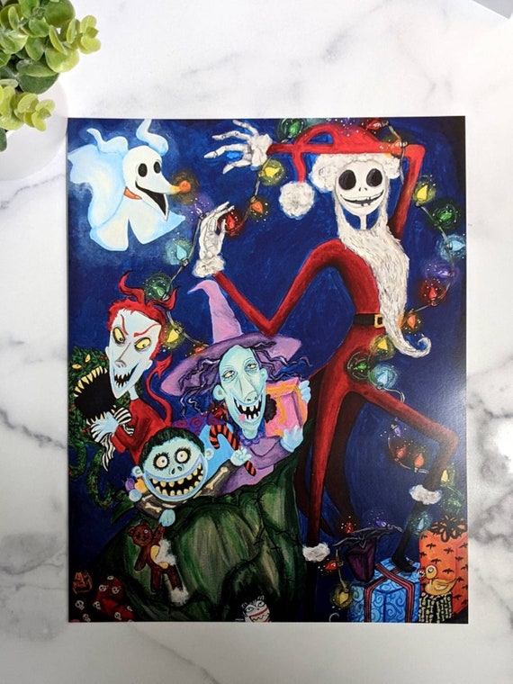 Jack Skellington and Zero Nightmare Before Christmas Inspired Art Print  Potser 