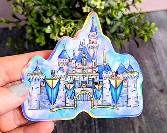 Der glücklichste Ort auf Erden - Disneyland Dornröschen Schloss Walt Disney großen wasserdichten holografischen Vinyl Aufkleber