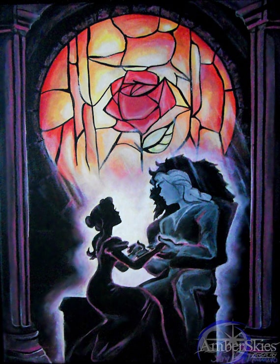 Abeuty Pittura Ad Olio Con Numeri Su Tela - Rosa In Vetro Della Bella E La Bestia (40x50 Cm) - Kit Fai Da Te Con Cornice E Pennelli - 2
