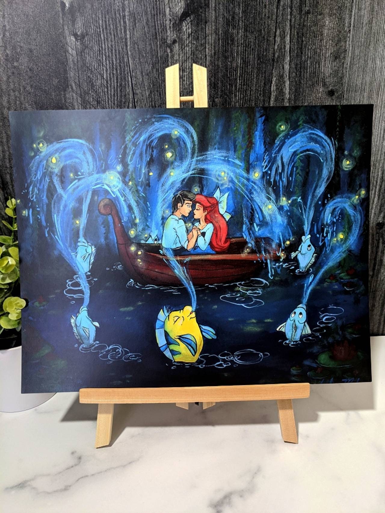 Kiss the Girl - de kleine zeemeermin-prinses Ariel Flounder  Disney-geïnspireerde kunstprint - Etsy België, image size:1280x1707