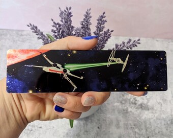 X-Wing Battle- Disney Inspired Star Wars Luke Skywalker R2D2 Aluminum Metal Bookmark